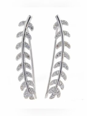 Adornia Silver Leaf Climber Earrings